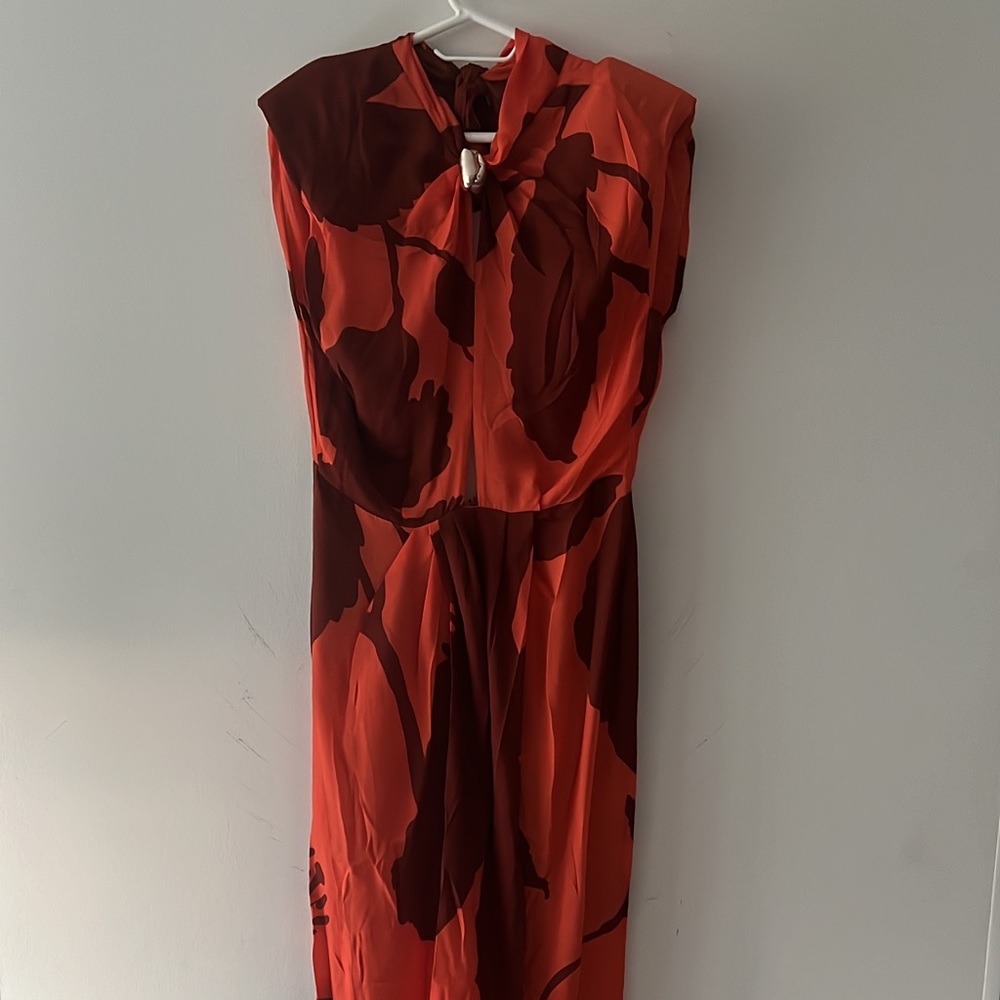 Johanna Ortiz Orange and Brown Abstract Floral Maxi Dress - Picture 5 of 14